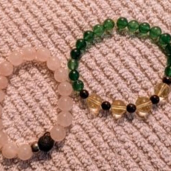 Gemstone bracelets (set) , Green aventurine bracelet & a Pink rose quartz. - Picture 4 of 4